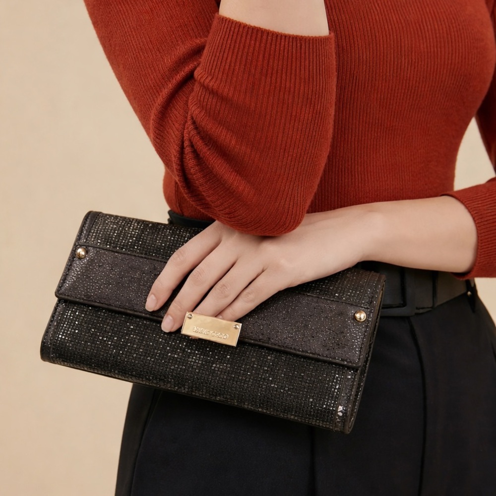 Jimmy Choo Black Clutch with Gold Closure